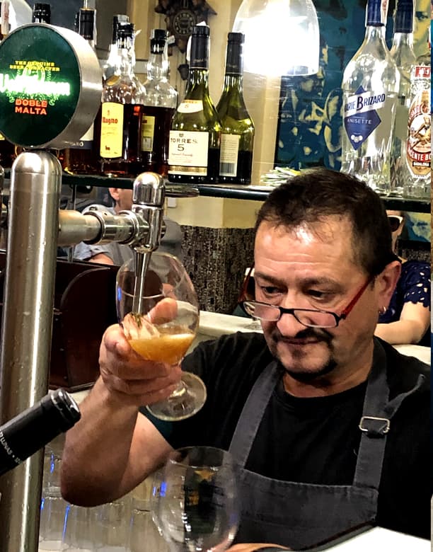 Getting served some beer in Barcelona