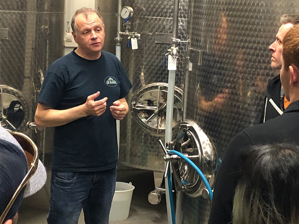 Nino telling the ICBT group how the goal of De Ranke was to recreate some of the hoppy beers he remembered from his youth.