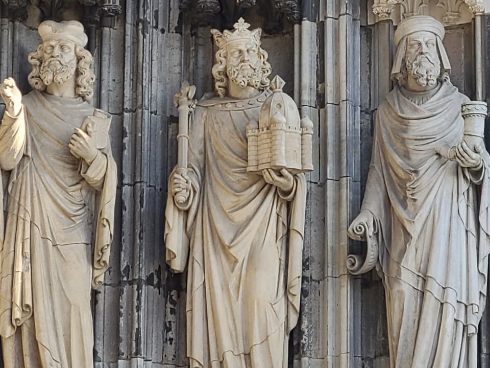 Statues of Elisha, Solomon, and Samuel on the exterior of the awe-inspiring Kölner Dom.