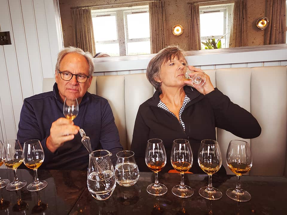 Susan and Ken sipping on some 10 and 12-year-old malts.